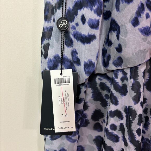 Adrianna Papell Purple Animal Print Midi Halter Tie Dress Womes 14 Wedding Party - Picture 10 of 16